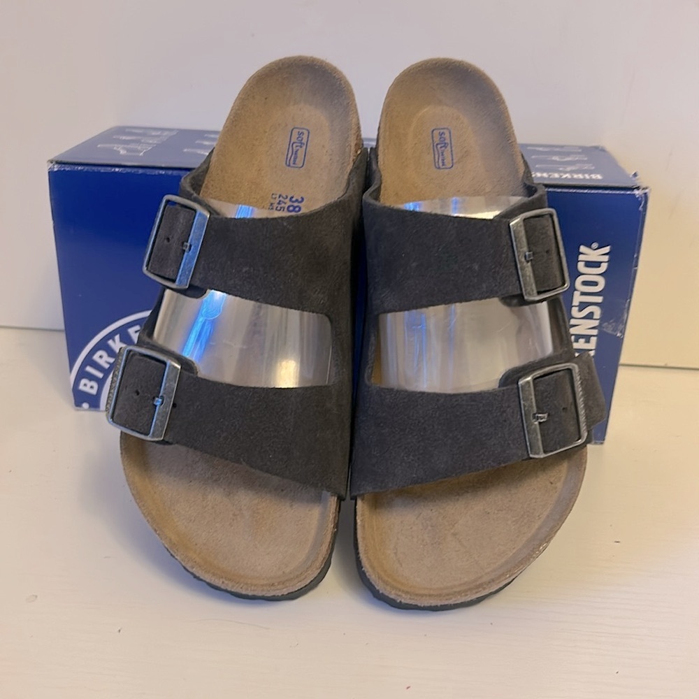 NEW! Birkenstock Women's velvet gray Arizona Suede Leather Sandal NWT NIB